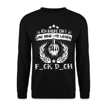Ich kaufe ein i und möchte lösen - Unisex Pullover - Schwarz - Vorne - Alina (178cm) & Michal (187cm)