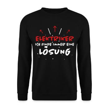 Elektriker Spruch Job Lustiges Elektriker Geschenk - Unisex Pullover - Schwarz - Vorne - Alina (178cm) & Michal (187cm)