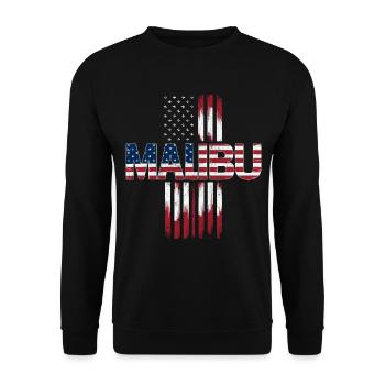 Malibu USA Flag - Unisex Sweatshirt - black - Front - Alina (178cm) & Michal (187cm)