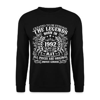 May 1992 Birthday 1992 May Best Year - Unisex Sweatshirt - black - Front - Alina (178cm) & Michal (187cm)