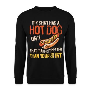 Hot Dog Adult My Shirt Has A Hot - Unisex Sweatshirt - black - Front - Alina (178cm) & Michal (187cm)