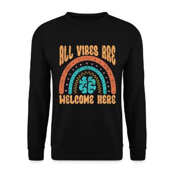 Psychiatrist All Vibes Are Welcome Here Therapist - Unisex Sweatshirt - black - Front - Alina (178cm) & Michal (187cm)