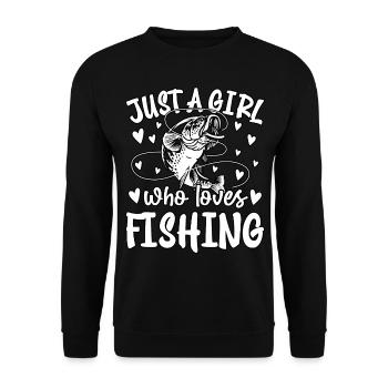 Nur ein Mädchen, das Angeln liebt - Unisex Pullover - Schwarz - Vorne - Alina (178cm) & Michal (187cm)