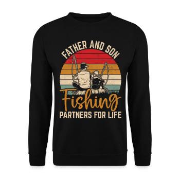 Père et fils Partenaires de pêche pour la vie - Sweat-shirt Unisexe - noir - Devant - Alina (178cm) & Michal (187cm)