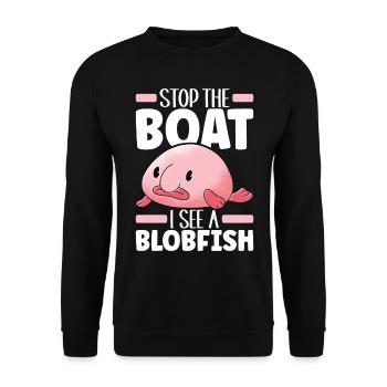 Süßer Blobfisch Hässlicher Fisch - Unisex Pullover - Schwarz - Vorne - Alina (178cm) & Michal (187cm)