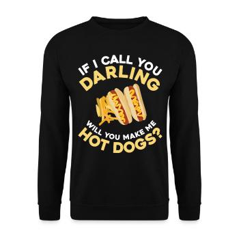 Hot Dog Adulte Si Je T’appelle - Sweat-shirt Unisexe - noir - Devant - Alina (178cm) & Michal (187cm)