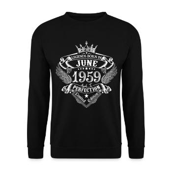 Juni 1959 Geburtstag Juni 1959 Juni Geschenk - Unisex Pullover - Schwarz - Vorne - Alina (178cm) & Michal (187cm)