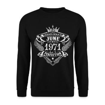 Juni 1971 Geburtstag Juni 1971 Juni Geschenk - Unisex Pullover - Schwarz - Vorne - Alina (178cm) & Michal (187cm)
