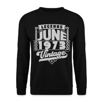 Vintage Geburtstagsgeschenk Juni 1973, Juni 1973. - Unisex Pullover - Schwarz - Vorne - Alina (178cm) & Michal (187cm)