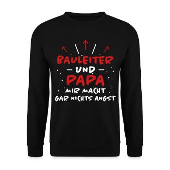 Bauleiter Spruch Baustelle Fun Bauleiter Geschenk - Unisex Pullover - Schwarz - Vorne - Alina (178cm) & Michal (187cm)