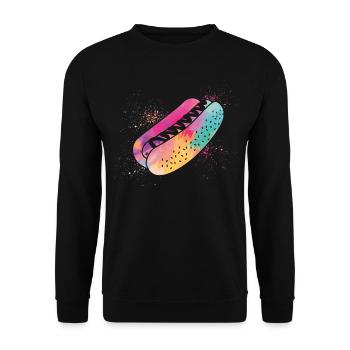 Hot Dog Adult Watercolor - Unisex Pullover - Schwarz - Vorne - Alina (178cm) & Michal (187cm)