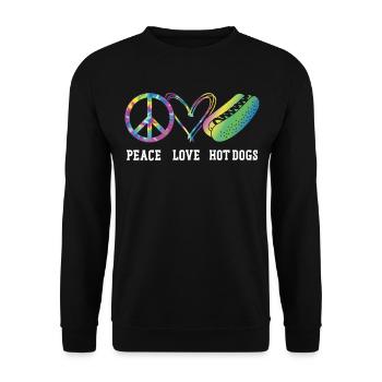 Hot Dog Adulte Tie Dye Peace Love - Sweat-shirt Unisexe - noir - Devant - Alina (178cm) & Michal (187cm)