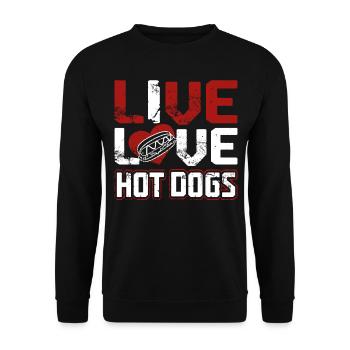 Hot Dog Adult Live Love Hot Dogs - Unisex Sweatshirt - black - Front - Alina (178cm) & Michal (187cm)