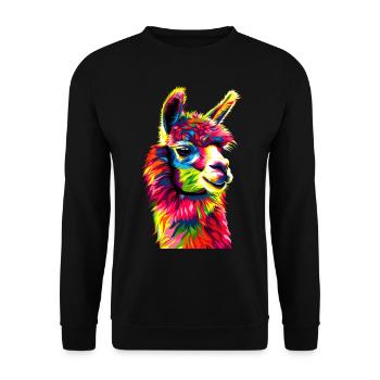 Alpaca Pop Art Bright Colors Llama Rainbow Alpaca - Unisex Sweatshirt - black - Front - Alina (178cm) & Michal (187cm)