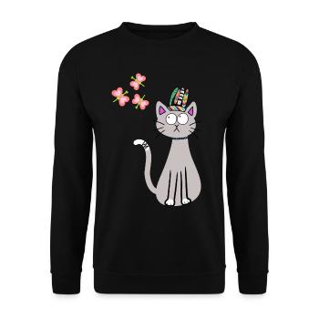 Hippie Chat Chats Hippies Enfants Enfant Chaton - Sweat-shirt Unisexe - noir - Devant - Alina (178cm) & Michal (187cm)