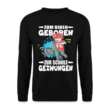 Né pour faire du vélo, forcé d’aller à l’école - Sweat-shirt Unisexe - noir - Devant - Alina (178cm) & Michal (187cm)