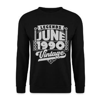 Cadeau Vintage Anniversaire Juin 1990, juin 1990. - Sweat-shirt Unisexe - noir - Devant - Alina (178cm) & Michal (187cm)
