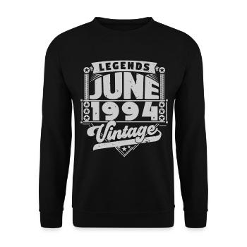 Vintage Geschenk Jubiläum Juni 1994, Juni 1994. - Unisex Pullover - Schwarz - Vorne - Alina (178cm) & Michal (187cm)