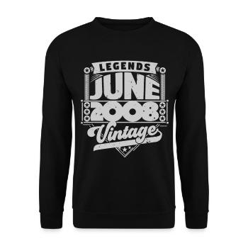 Vintage Geburtstagsgeschenk Juni 2008, Juni 2008. - Unisex Pullover - Schwarz - Vorne - Alina (178cm) & Michal (187cm)