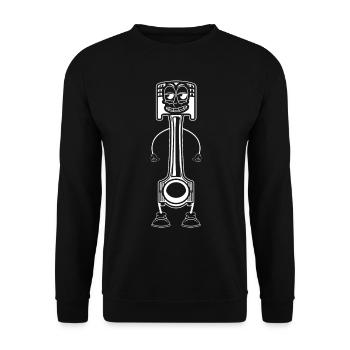 Funny Piston Mechanic Stick Figure Car Mechanic - Unisex Pullover - Schwarz - Vorne - Alina (178cm) & Michal (187cm)