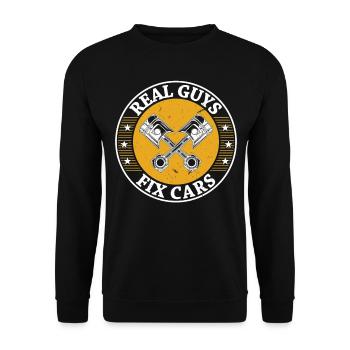 Real guys fix cars - Auto Mechanic Car Mechanic - Unisex Pullover - Schwarz - Vorne - Alina (178cm) & Michal (187cm)