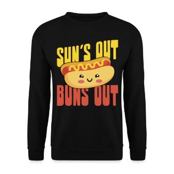 Hot Dog Adult Sun's Out Buns Out - Unisex Sweatshirt - black - Front - Alina (178cm) & Michal (187cm)