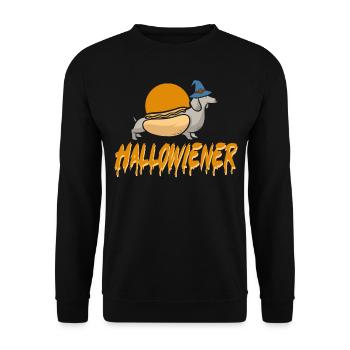 Hot Dog Adult Halloween Pun - Unisex Pullover - Schwarz - Vorne - Alina (178cm) & Michal (187cm)