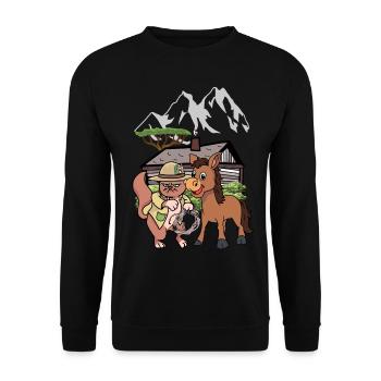 Katze Wilder Westen Natur Kind Kinder Reiter Esel - Unisex Pullover - Schwarz - Vorne - Alina (178cm) & Michal (187cm)