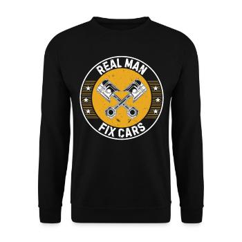 Real men fix cars - Auto Mechanic Car Mechanic - Unisex Pullover - Schwarz - Vorne - Alina (178cm) & Michal (187cm)