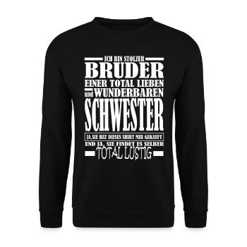Frère fier de chère sœur cool - Sweat-shirt Unisexe - noir - Devant - Alina (178cm) & Michal (187cm)