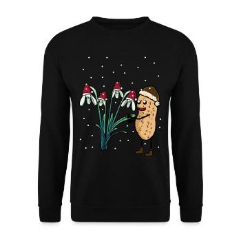 Erdnuss Frühling Schnee Garten Blumen Frost - Unisex Pullover - Schwarz - Vorne - Alina (178cm) & Michal (187cm)