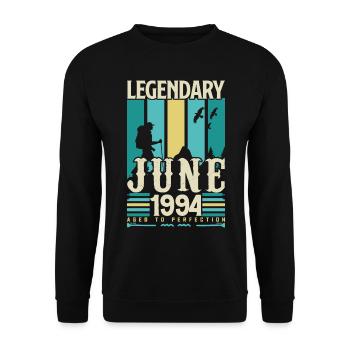Juni 1994 Geburtstagsgeschenk, Jahrgang Juni 1994. - Unisex Pullover - Schwarz - Vorne - Alina (178cm) & Michal (187cm)
