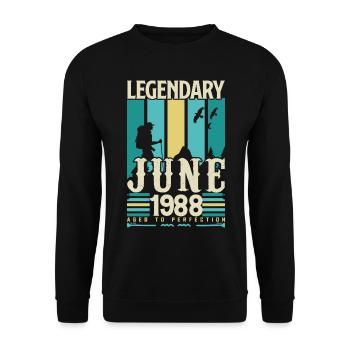 Juni 1988 Geburtstagsgeschenk, Jahrgang Juni 1988. - Unisex Pullover - Schwarz - Vorne - Alina (178cm) & Michal (187cm)