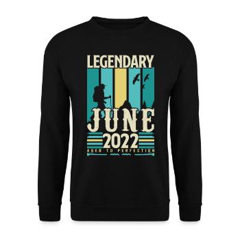 Juni 2022 Geburtstagsgeschenk, Jahrgang Juni 2022. - Unisex Pullover - Schwarz - Vorne - Alina (178cm) & Michal (187cm)