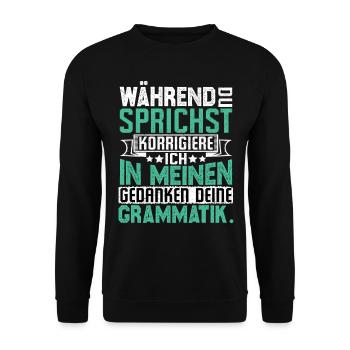 Lustige Sprüche - Unisex Pullover - Schwarz - Vorne - Alina (178cm) & Michal (187cm)