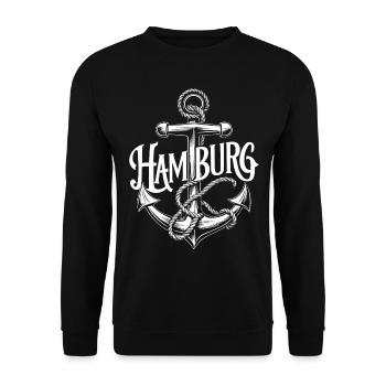 Hamburg Anker Design - Unisex Pullover - Schwarz - Vorne - Alina (178cm) & Michal (187cm)