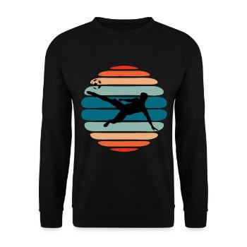 Football Lovers Retro Sunset Footballer Shooter - Unisex Sweatshirt - black - Front - Alina (178cm) & Michal (187cm)