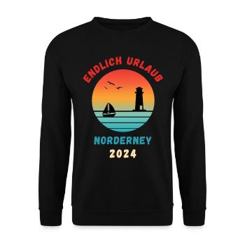 Norderney Urlaub 2024 Nordsee Idee - Unisex Pullover - Schwarz - Vorne - Alina (178cm) & Michal (187cm)