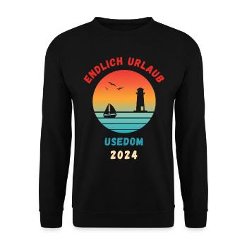 Usedom Urlaub 2024 Ostsee Idee - Unisex Pullover - Schwarz - Vorne - Alina (178cm) & Michal (187cm)