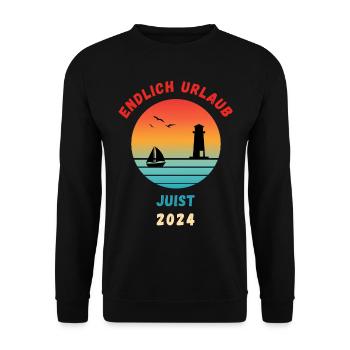 Juist Urlaub 2024 Nordsee Idee - Unisex Pullover - Schwarz - Vorne - Alina (178cm) & Michal (187cm)