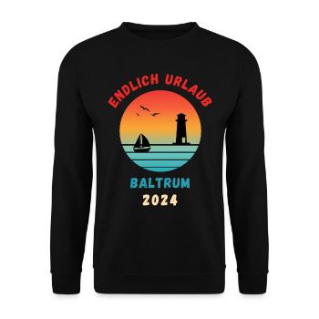 Baltrum Urlaub 2024 Nordsee Idee - Unisex Pullover - Schwarz - Vorne - Alina (178cm) & Michal (187cm)