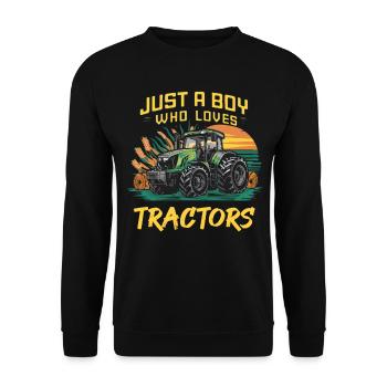 Just a Boy who loves Tractors - Unisex Sweatshirt - black - Front - Alina (178cm) & Michal (187cm)
