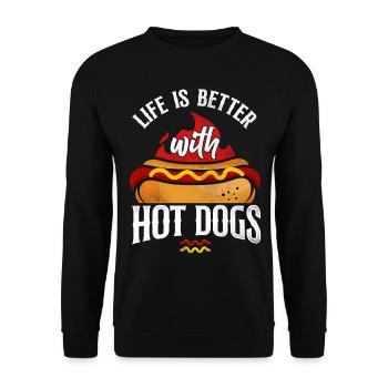 La vie adulte du hot-dog est meilleure avec - Sweat-shirt Unisexe - noir - Devant - Alina (178cm) & Michal (187cm)