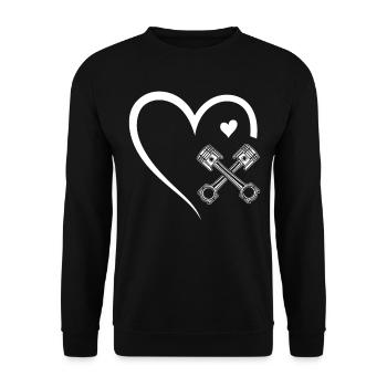 Mechanic piston Auto Mechanic Heart - Unisex Sweatshirt - black - Front - Alina (178cm) & Michal (187cm)