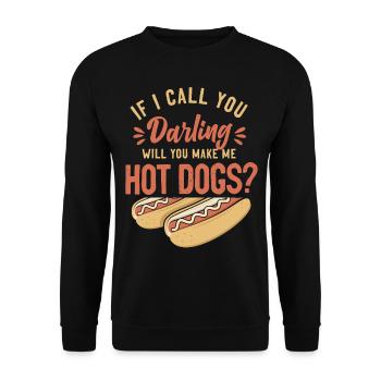 Hot-dog adulte si je t’appelle - Sweat-shirt Unisexe - noir - Devant - Alina (178cm) & Michal (187cm)