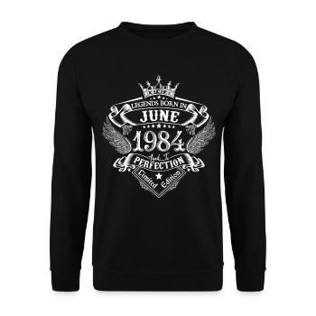 Juin 1984 anniversaire Juin 1984 Juin cadeau - Sweat-shirt Unisexe - noir - Devant - Alina (178cm) & Michal (187cm)