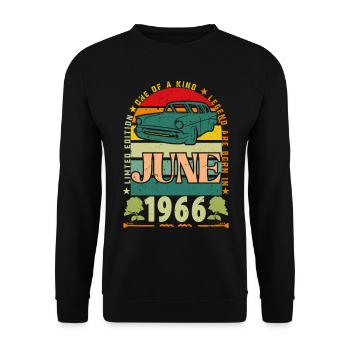 June 1966 Birthday Gift. June 1966 June 1966 - Unisex Sweatshirt - black - Front - Alina (178cm) & Michal (187cm)