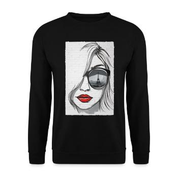 Graffeuse à Paris - Tour Eiffel - Sweat-shirt Unisexe - noir - Devant - Alina (178cm) & Michal (187cm)
