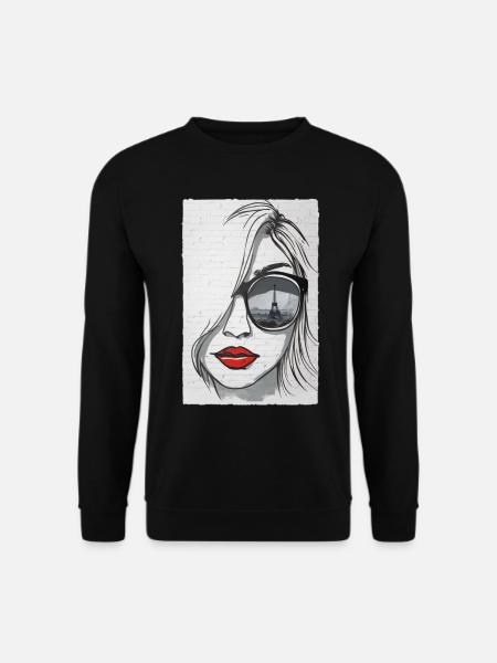 Graffeuse à Paris - Tour Eiffel - Sweat-shirt Unisexe - noir