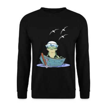 frog sailor sailor boat toad frogs - Unisex Sweatshirt - black - Front - Alina (178cm) & Michal (187cm)